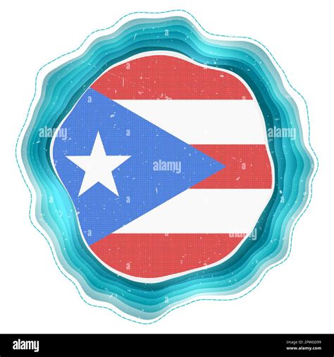 Bandera De Puerto Rico En Marco Insignia Del País Cartel Circular En