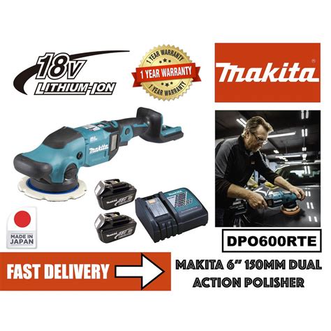 Makita Dpo600rte 18v Lxt Brushless Cordless 150mm 6inch Random Orbit Polisher Dual Action