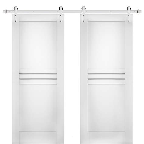 Modern Double Barn Door X Inches Mela White Silk