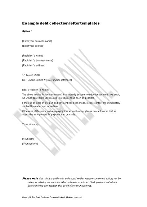 Legal Debt Collection Letter Template - Sfiveband.com