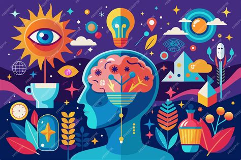 illustration depicting  mind  symbols representing consciousness