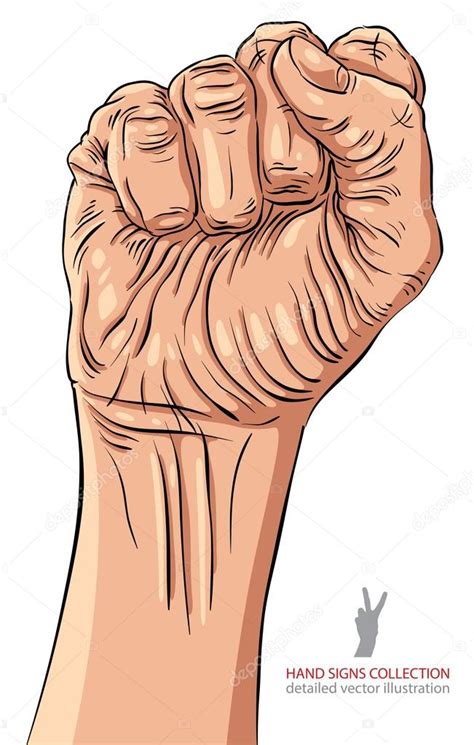 Clenched Fist Held High In Protest Hand Sign Detailed Vector Il Stock Vector By ©ostapius 51739557