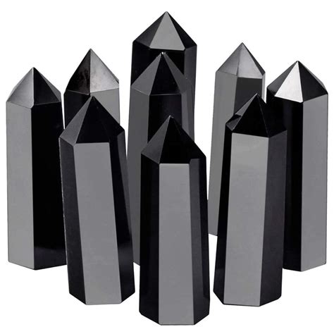 Natural Quartz Crystals Obsidian Obelisk Wand Points Stones Crystal