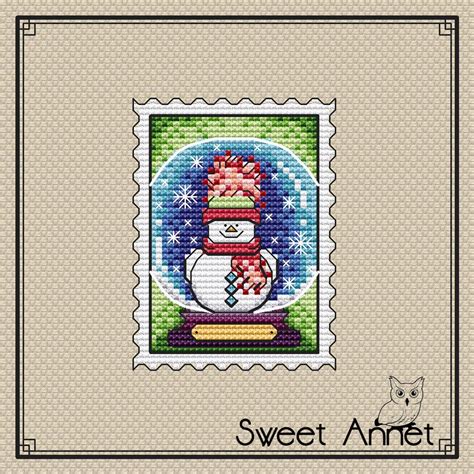 Snowman Cross Stitch Pattern Cross Stitch Pattern Winter Etsy