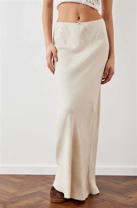 Archive At Uo Natural Linen Lizzie Maxi Skirt