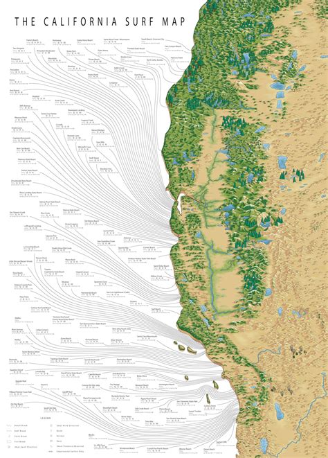 california surf map  great surf spots  amazing map surf