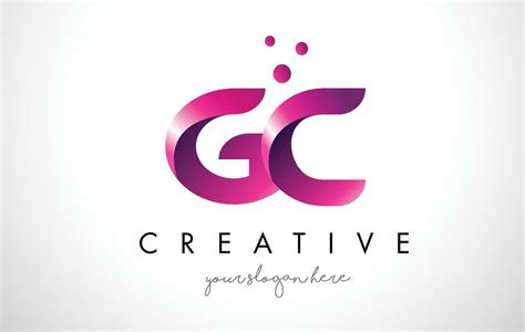 Gc Letter Logo Design With Purple Colors And Dots Vector Art At