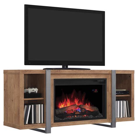 Oak Media Mantel with Electric 26" Fireplace | RONA