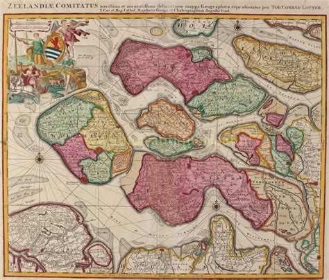 Oude Kaart Zeeland E Eeuw Originele Gravure Antieke Prent