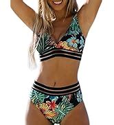 Amazon Hilinker Women S Ruched Bikini Set Criss Cross Back High