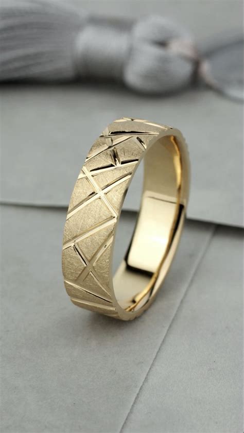 Unique Men's Wedding Band. Gold Wedding Band for Men. Male Wedding Band. Mens Gold Ring. Wedding ...