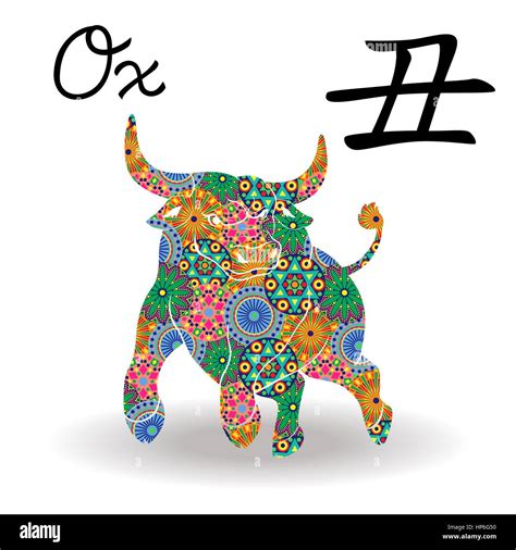 Chinese Zodiac Sign Ox, Fixed Element Earth, symbol of New Year on the ...