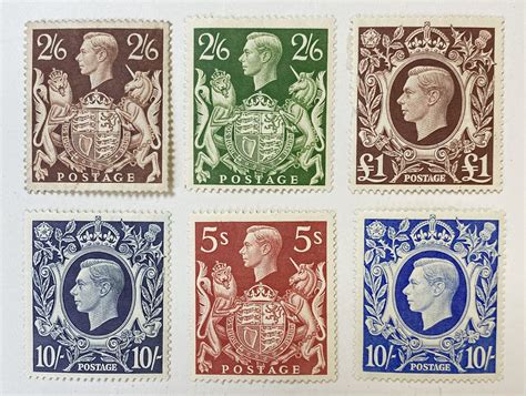 Great Britain King George Vi Set Of Six Stamps Including Ten