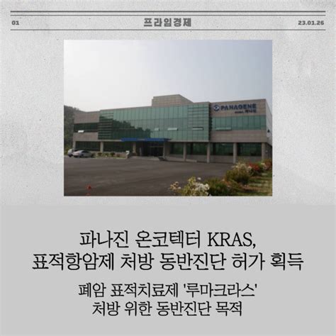 카드 파나진 온코텍터 Kras 표적항암제 처방 동반진단 허가 획득 네이트 뉴스