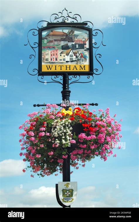 Witham Town Centre Newland Street Sign Depicting Historical Features