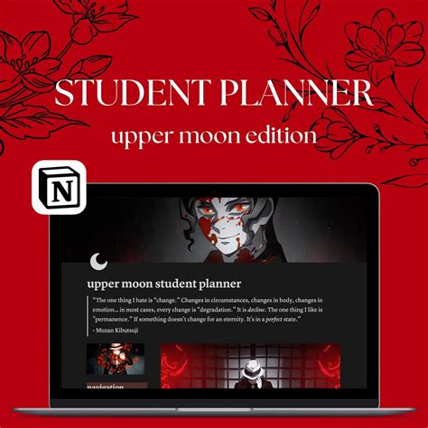 Upper Moon Notion Template Demon Slayer Anime Student Planner Aesthetic