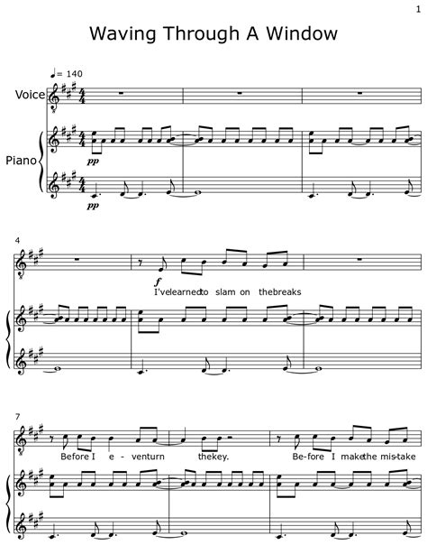 Waving Through A Window Sheet Music For Voice Oohs Piano