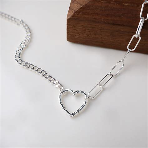 2023new Simple Design Sterling Silver Bracelet Heart Love Link Chain