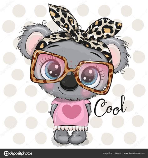 Bonito Cartoon Koala Menina Arco Culos Vetor De Stock