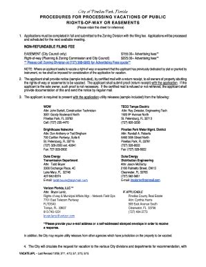 Fillable Online Vacation Of Right Of Way Or Public Easement