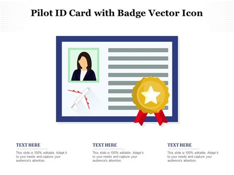 Pilot Id Card With Badge Vector Icon Ppt Powerpoint Presentation