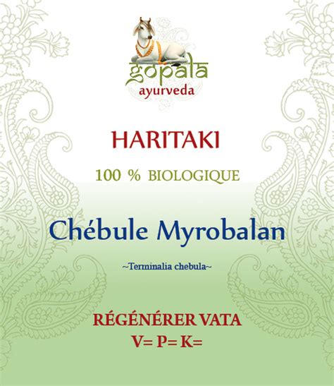 Haritaki Terminalia Chebula G Lules Et Poudre Bio Gopala Ayurveda