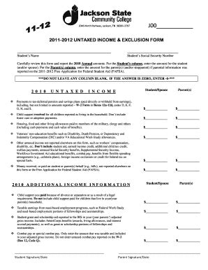 Fillable Online Jscc Untaxed Income Exclusion Form Pdf Jscc