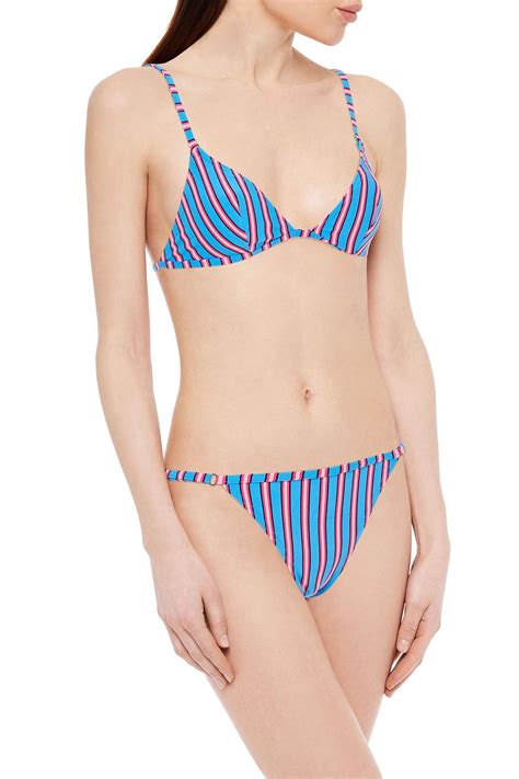 Solid Striped The Lulu Striped Triangle Bikini Top The Outnet