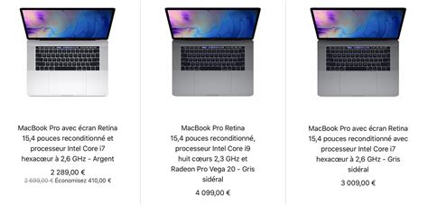 Consomac De Plus En Plus De MacBook Pro De 2019 Sur Le Refurb