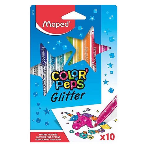 Conjunto de Caneta Hidrográfica Color Peps Glitter 10 Cores Papel