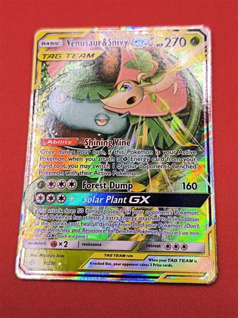 Venusaur Snivy Tag Team GX 1 236 Cosmic Eclipse Ultra Rare Pokemon