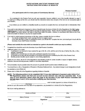 Fillable Online Un United Nations Joint Staff Pension Fund Instructions