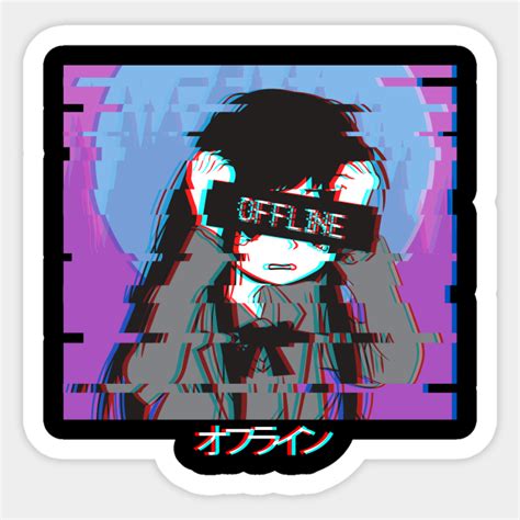 Offline Sad Anime Girl Vaporwave Otaku Weeb Kanji Sad Anime Girl Sticker Teepublic