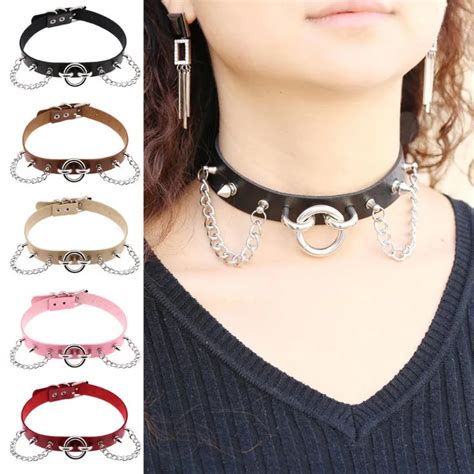 Collar Harajuku Punk Para Mujer Gargantilla De Cuero Pu Joyer A De