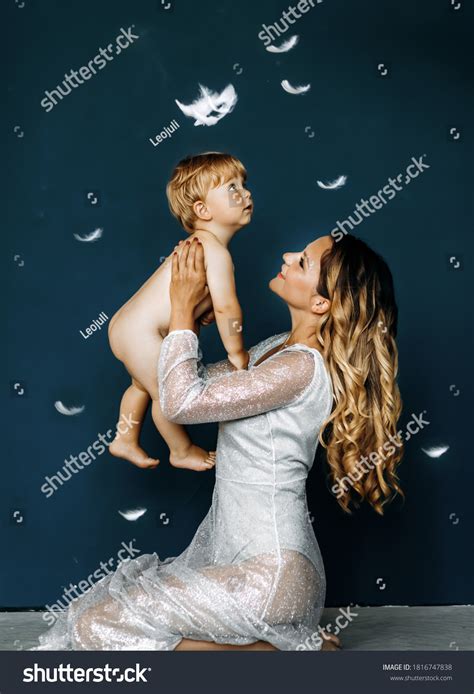Cute Woman Lifts Her Naked Son Stock Photo Shutterstock