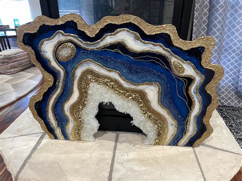 Sapphire Freeform Geode Wall Art Decor By Lisa Gates Real Etsy