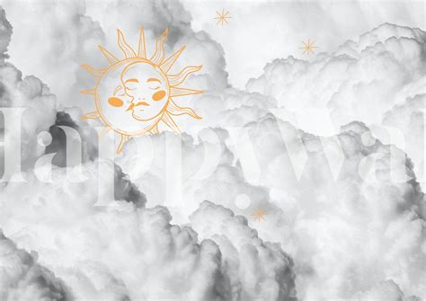 Buy Sun, Moon and Stars Cloud Wallpaper Online | Happywall