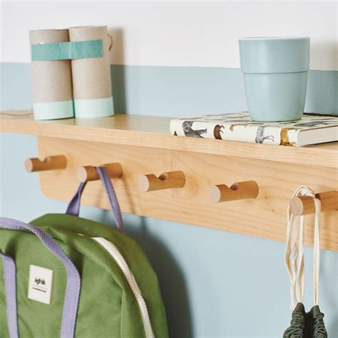 Wooden Peg Rail With Shelf Natural Great Little Trading Co