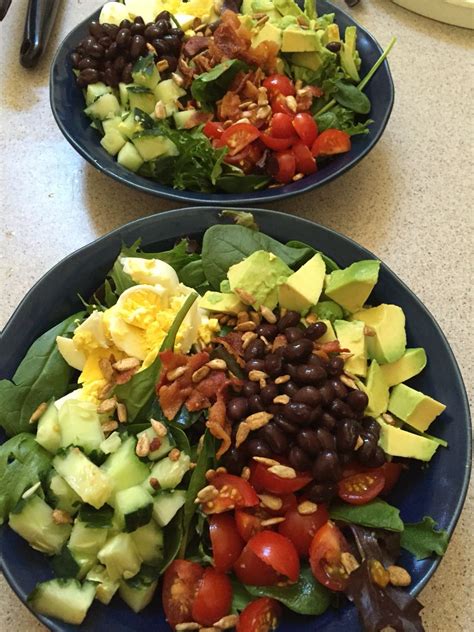 Salad Spinach Lettuce Mix Avocado Egg Black Bean Cucumber Tomato