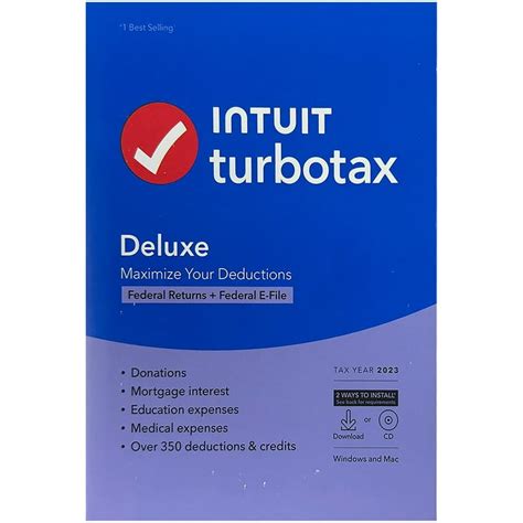 Turbotax Deluxe 2023 Tax Software Federal And State Tax 56 Off