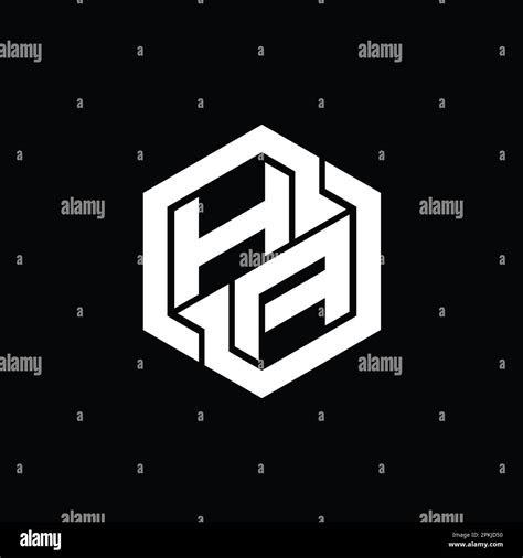 Ha Logo Monogram Gaming With Hexagon Geometric Shape Design Template