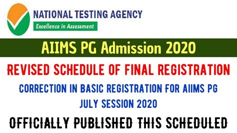 Aiims Pg Admission Revised Schedule Of Final Registration Urgent