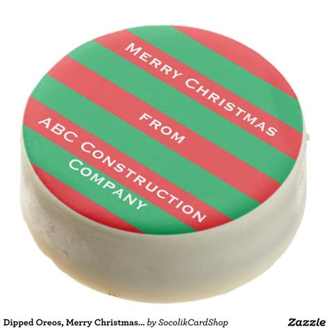 Dipped Oreos Merry Christmas Red Green Stripe Chocolate Dipped Oreo