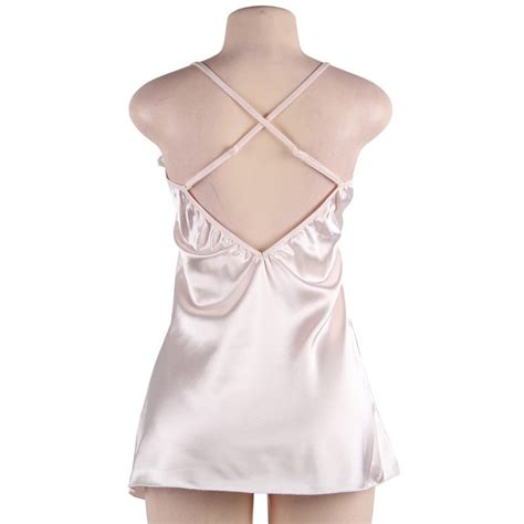 Oversize Lace Women Satin Sleepwear Valentine Day Plus Size Sexy Lace Lingerie Nightgowns