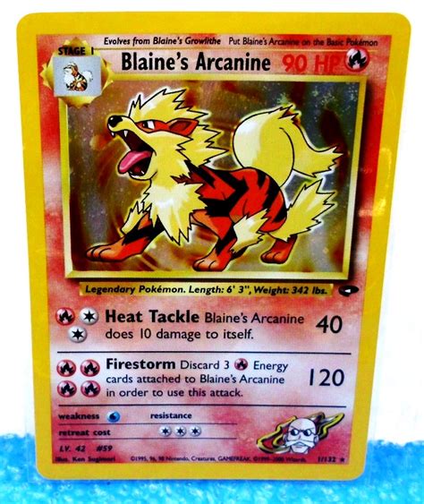 Blaine S Arcanine Card 1 132 Pokemon Gym Challenge Unlimited