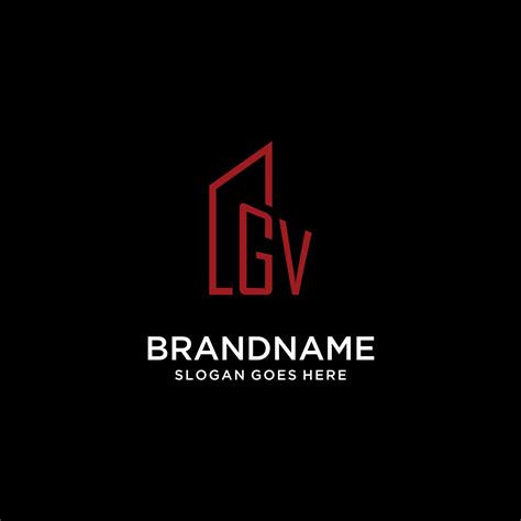 GV initial monogram with building logo design 15443425 Vector Art at ...