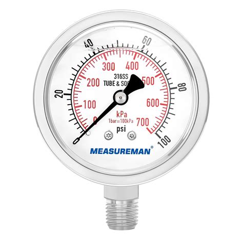 Measureman Fully Stainless Steel Hydraulic Glycerin Filled Pressure