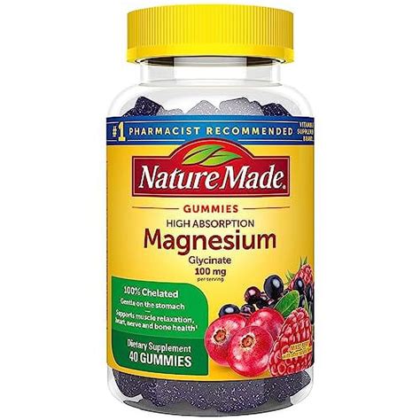 Nature Made Magnesium Glycinate Gummies Mg Muscle Nerve Bone Heart