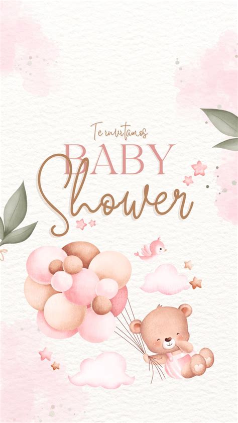 Video Invitación para Baby Shower Ilustrado en Rosa en 2024