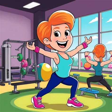 Humorous Gym Cartoon Scenes for Workout Inspiration | Premium AI ...